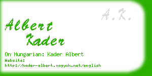 albert kader business card
